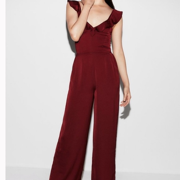 Express Dresses & Skirts - Express Wine Satin Jumpsuit